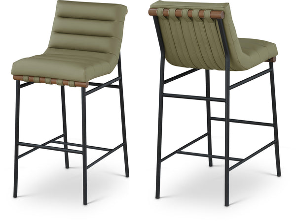 Burke Olive Green Vegan Leather Bar Stool 800Olive-C Meridian Furniture