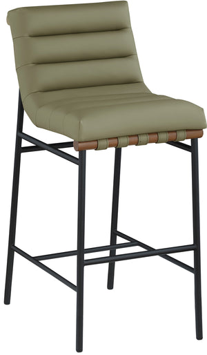 Burke Olive Green Vegan Leather Bar Stool 800Olive-C Meridian Furniture