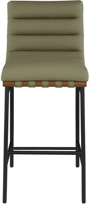 Burke Olive Green Vegan Leather Bar Stool 800Olive-C Meridian Furniture