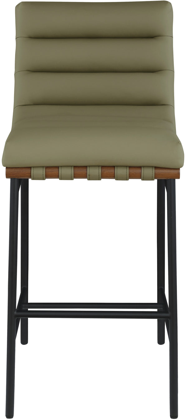 Burke Olive Green Vegan Leather Bar Stool 800Olive-C Meridian Furniture