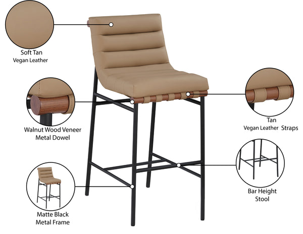 Burke Tan Vegan Leather Bar Stool 800Tan-C Meridian Furniture