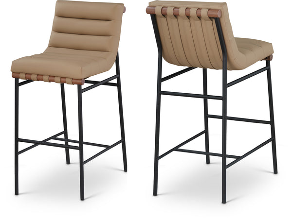 Burke Tan Vegan Leather Bar Stool 800Tan-C Meridian Furniture