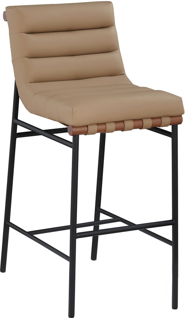 Burke Tan Vegan Leather Bar Stool 800Tan-C Meridian Furniture