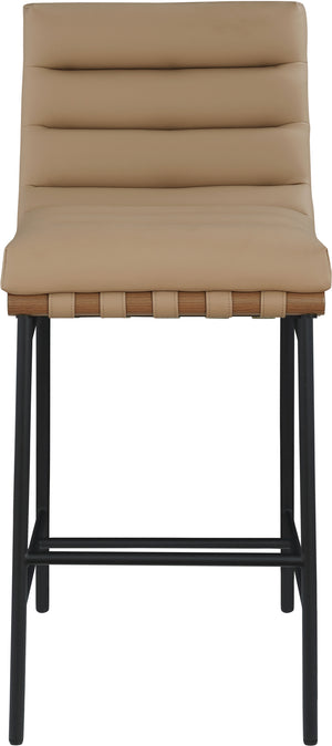 Burke Tan Vegan Leather Bar Stool 800Tan-C Meridian Furniture