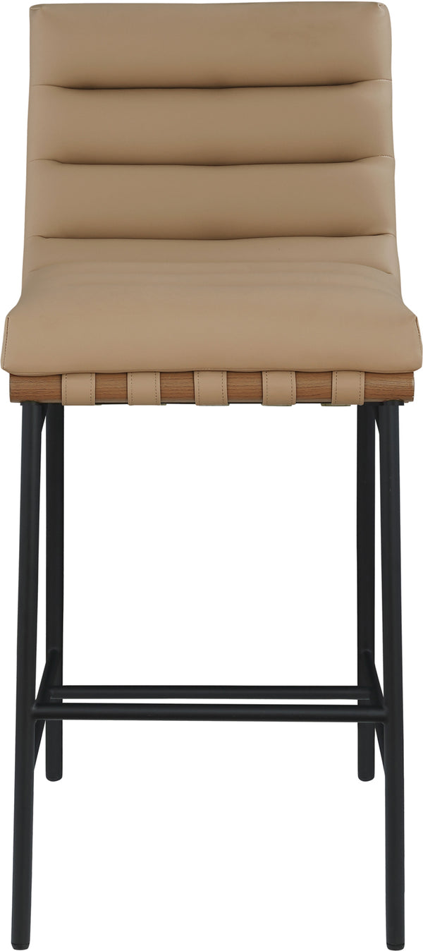 Burke Tan Vegan Leather Bar Stool 800Tan-C Meridian Furniture