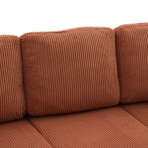 English Elm UNITED Corduroy L-Shaped Sectional Sofa with Storage Ottoman, USB Ports, Cup Holders & LED Lighting Orange W1568P332402