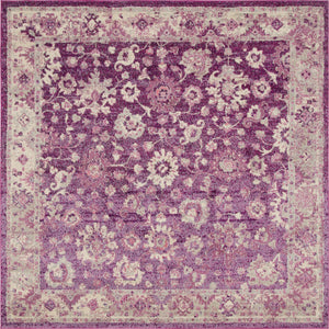 Unique Loom Penrose Krystle Machine Made Floral Rug Purple, Ivory/Pink 7' 10" x 7' 10"