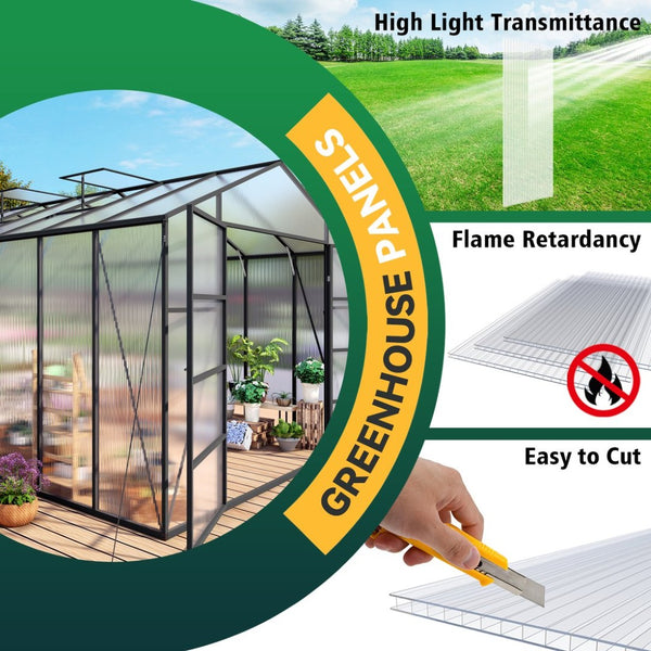 English Elm 10 Pack Twin Wall Polycarbonate Greenhouse Panels Uv Blocking Insulated Roofing Sheets W3213P460532