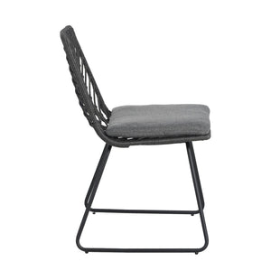 English Elm 7 Piece Outdoor Dining Set Acacia Wood Top Iron Hairpin Legs Pe Rattan Chairs Patio N762S000022AAE