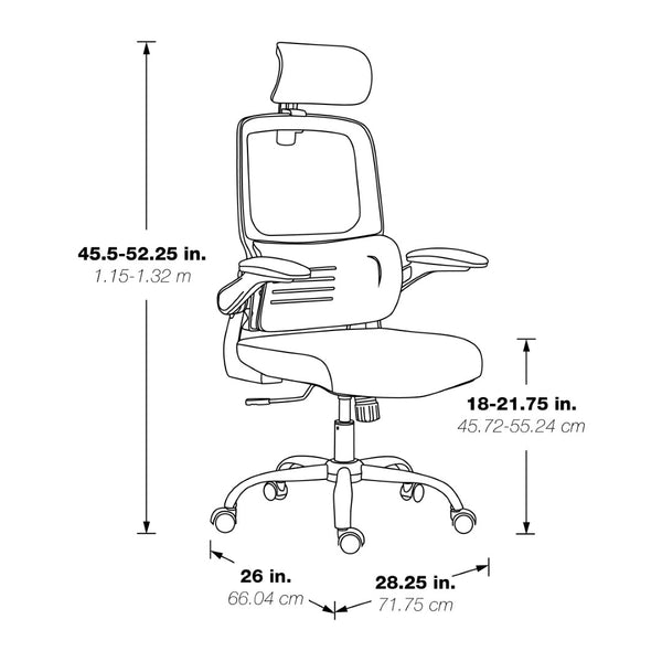 OSP Home Furnishings Mesh Back Executive Office Chair with Lumbar Support Headrest and Ergonomic Foam Seat EM60020CHR-3