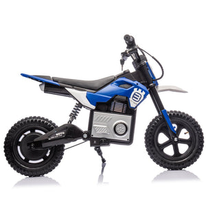 English Elm 24v Kids Electric Motocross Motorcycle 200w Hub Motor Suspension Led Bluetooth Audio Blue W1578P225048