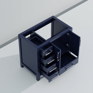 English Elm Navy Blue Bath Vanity 36" W X 22" D For Modern Spaces, Right Offset Design With Ample Storage B2731P258853