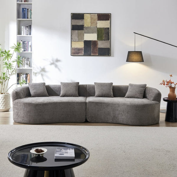 English Elm 111" L Shaped Cloud Sofa Plush Chenille Upholstered High Density Foam Apartment Living Room Grey W1669S00058