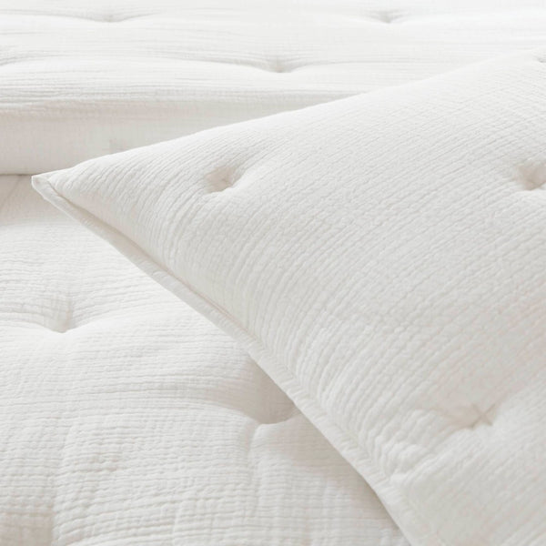English Elm 3-piece King Cotton Muslin Quilt Set Crinkle Texture Embroidered Farmhouse Bedding B035P408348
