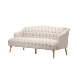 Christopher Knight Home® - Noble House - Adelia Contemporary Tufted Fabric 3 Seater Sofa, Beige and Natural