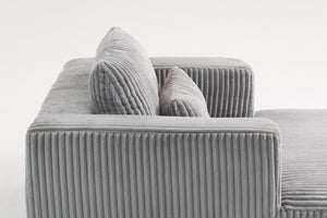English Elm Sofa Bed Compact Corduroy Convertible Sleeper with Lumbar Pillows for Studio Apartments Grey W3326P345961