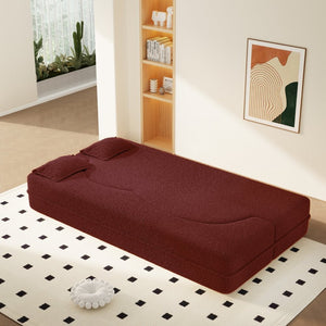 English Elm Modern Corduroy Floor Sofa Foldable Twin Sleeper Foam Filled for Dorms and Playrooms Burgundy W1885P446604