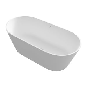 English Elm 63 Inch Freestanding Stone Resin Soaking Tub Matte White Spa Bathtub for Bathroom T3785P490211