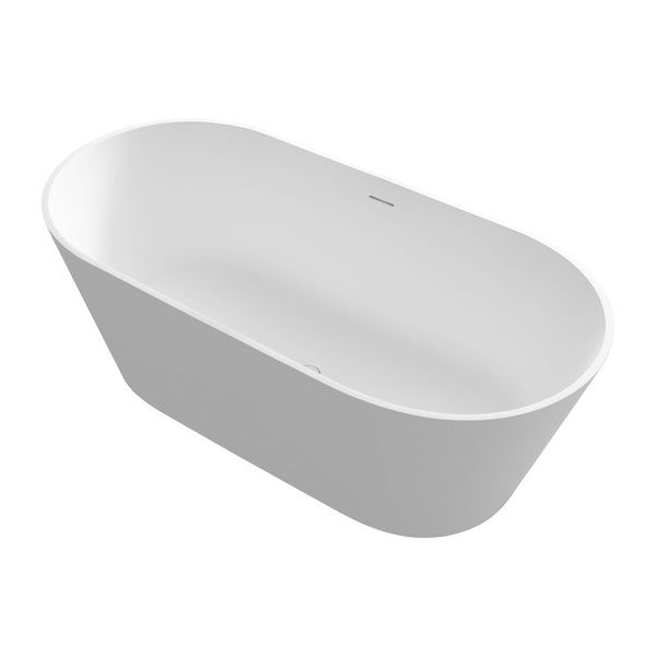 English Elm 63 Inch Freestanding Stone Resin Soaking Tub Matte White Spa Bathtub for Bathroom T3785P490211