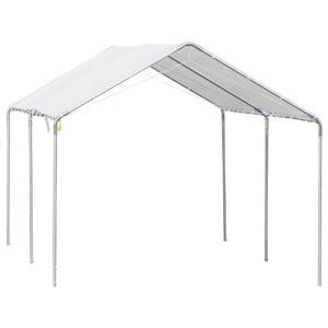 English Elm Outsunny 10x20 Foot Galvanized Steel Carport Outdoor Vehicle Canopy with Anchor Kit W2225P217045