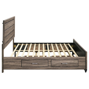 English Elm Oatfield Rustic Washed Taupe Eastern King Storage Bed with Horizontal Panels & 4 Underbed Drawers B062S00949