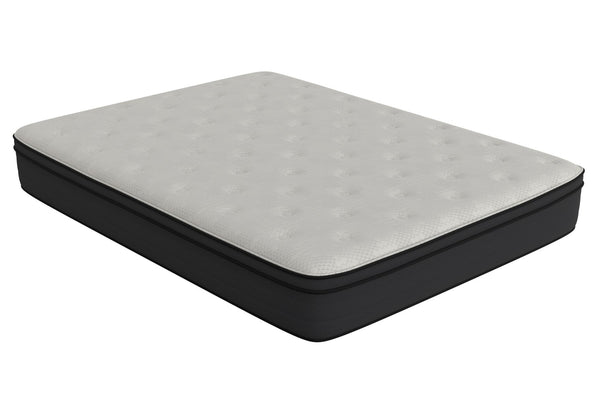English Elm 12" Euro Top Hybrid Memory Foam Mattress Twin - Cooling Support, Bed-in-a-Box, Plush White/Black Comfort B2707P228598