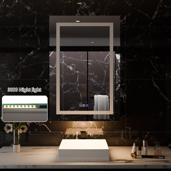 English Elm Smart Led Medicine Cabinet with Anti-fog Mirror Gfci Outlet Dimming Bathroom Storage W637P382875