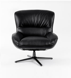 VIG Furniture Theo Modern Black Leather Accent Chair With Sculpted Shell, Lumbar Support, Metal Base, Durable Upholstery VGKK-KFA1099-BLK-CH