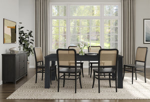 New Pacific Direct Bedford 75" Rustic Dining Table In Brushed Black - Versatile Solid Acacia For Any Decor Style Brushed Black  801075-433-npd