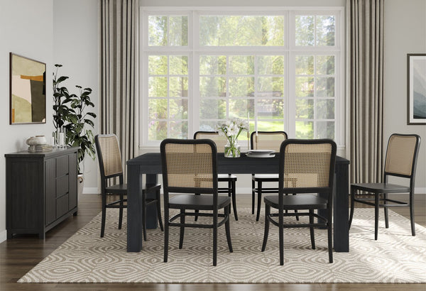 New Pacific Direct Bedford 75" Rustic Dining Table In Brushed Black - Versatile Solid Acacia For Any Decor Style Brushed Black  801075-433-npd