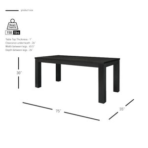 New Pacific Direct Bedford 75" Rustic Dining Table In Brushed Black - Versatile Solid Acacia For Any Decor Style Brushed Black  801075-433-npd