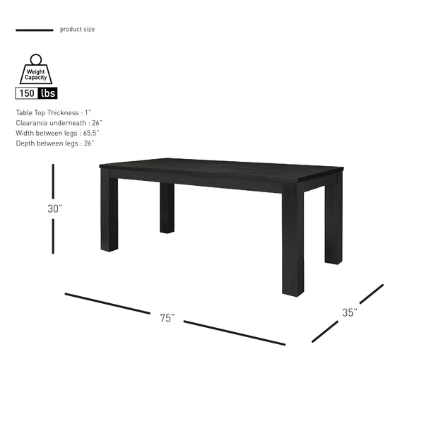 New Pacific Direct Bedford 75" Rustic Dining Table In Brushed Black - Versatile Solid Acacia For Any Decor Style Brushed Black  801075-433-npd