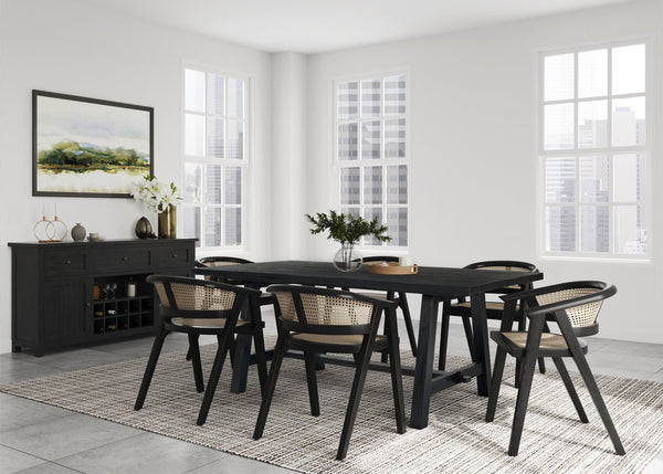 New Pacific Direct Bedford 79" Rectangular Dining Table With A Base - Modern Farmhouse Style In Brushed Black Finish Brushed Black  801079-433-npd