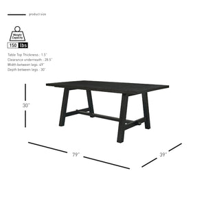 New Pacific Direct Bedford 79" Rectangular Dining Table With A Base - Modern Farmhouse Style In Brushed Black Finish Brushed Black  801079-433-npd