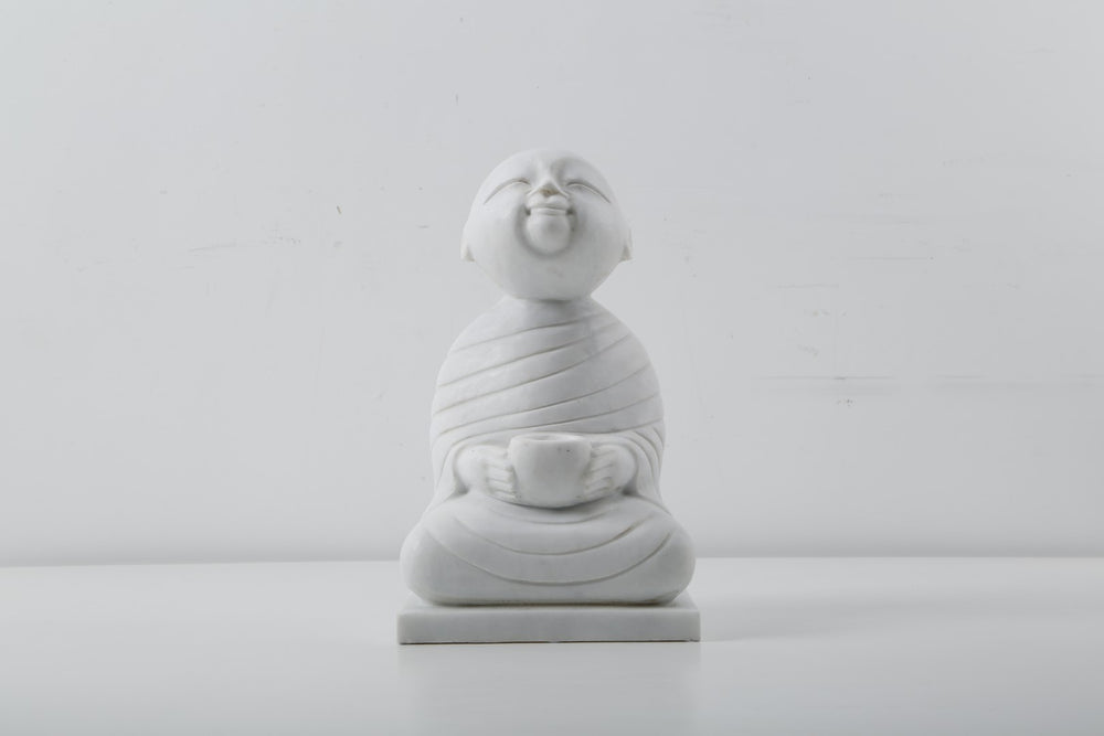 Lilys White Marble Sitting Buddha Candle Holder 8011-W