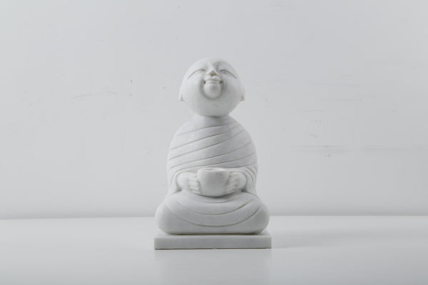 Lilys White Marble Sitting Buddha Candle Holder 8011-W