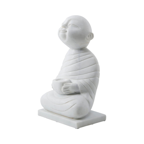 Lilys White Marble Sitting Buddha Candle Holder 8011-W