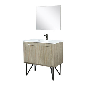 English Elm Rustic Acacia Bath Vanity Set With White Quartz Top, Gun Metal Faucet & 28" Mirror For Modern Style B2731S01933-GIGA