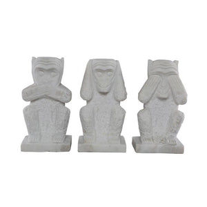 Lilys Set Of 3 Wise Monkeys White Marble 8012-W