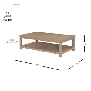 New Pacific Direct Tiburon Coffee Table Drifted Sand, Beige , Solid Acacia Wood 801214-ds-npd