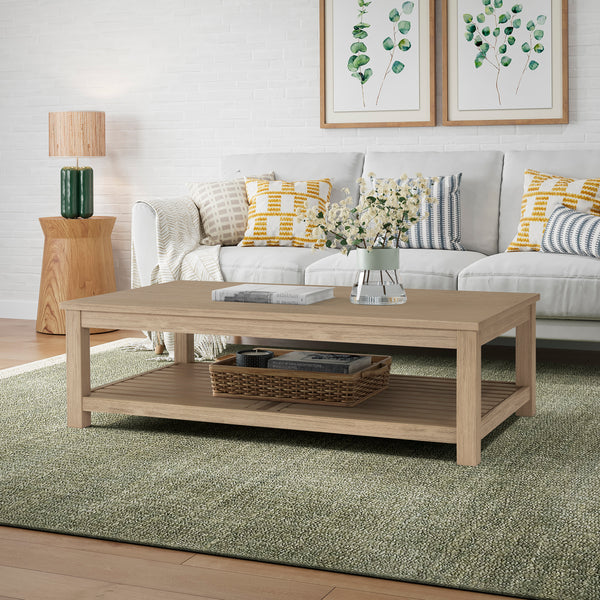 New Pacific Direct Tiburon Coffee Table Drifted Sand, Beige , Solid Acacia Wood 801214-ds-npd