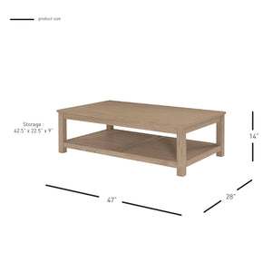 New Pacific Direct Tiburon Coffee Table Drifted Sand, Beige , Solid Acacia Wood 801214-ds-npd