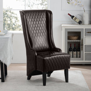 English Elm 23.03" Wide Pu Leather Wingback Accent Chair with Tall Back and Solid Birch Legs W680P421537