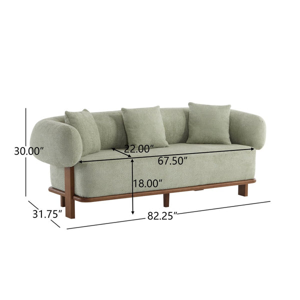 English Elm Round Arm Curved Sofa Plush Upholstered Mid-century Living Room Lounge Seating Light Green N771P270523L