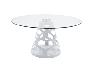 VIG Furniture Modrest Lilly - Modern 12mm Round Glass + White Dining Table VGNS-GD8800-12MM