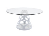 VIG Furniture Modrest Lilly - Modern 12mm Round Glass + White Dining Table VGNS-GD8800-12MM