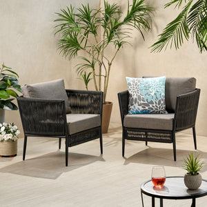English Elm Christopher Knight Home® - HANFORD Woven Rope Club Chair in Grey — Durable Outdoor/Indoor Accent Seat with Compact 28.5x27.5x18.5" 65989.00GRY