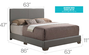 English Elm Light Grey Faux Leather Cozy Bed 47"H x 63"W x 86"D – Casual Comfort, Durable Design, Easy Assembly B078108068