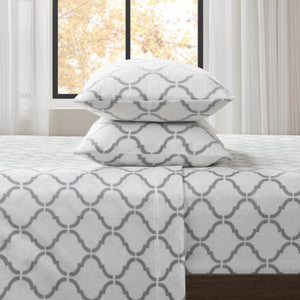 JLA Home True North by Sleep Philosophy - Sheet Micro Fleece Sheet Set — Ultra-Soft, OEKO-TEX Certified, Breathable Warmth, Pill-Resistant Comfort Grey Geo TN20-0530