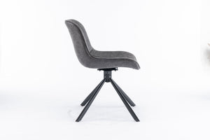 English Elm Mid-Century Modern Swivel Dining Chair Set Of 2 - Elegant Tufted Accents, Metal Legs, Dark Gray T3903P405989